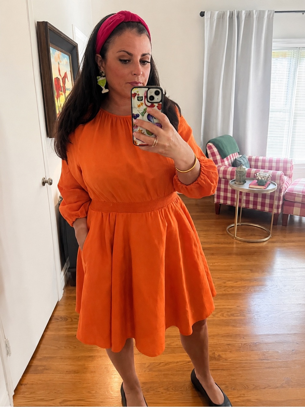 J. Crew Bright Orange Long-Sleeve Mini Dress